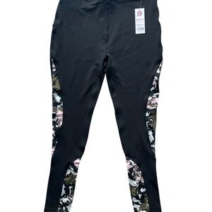 POP Fit Black Leggings with Camouflage Details